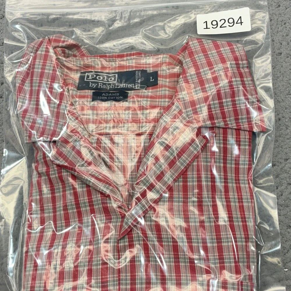 Vintage Polo Ralph Lauren Shirt Mens Large Adams Camp Collar Plaid Pocket USA